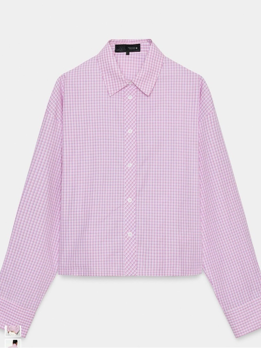 Zara Pink Check Button-Up Blouse